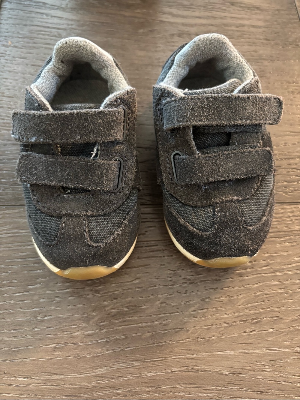 Zara Black Suede and Canvas Kids Sneakers with Tan Toe
